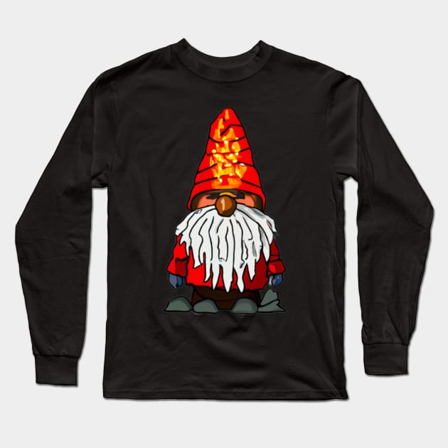 Fire Gnome Doodle Long Sleeve T-Shirt by Shadowbyte91